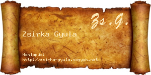 Zsirka Gyula névjegykártya